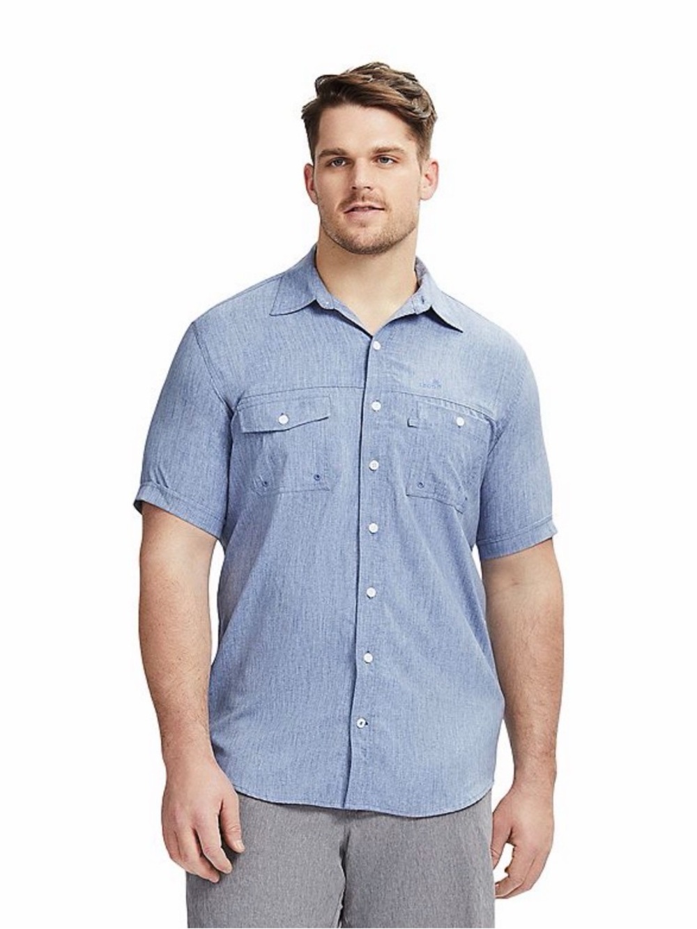 Izod Saltwater Sunshield Performance Button-Down Shirt in Light Blue 3XLT